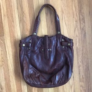 Brown leather lucky brand hobo purse.